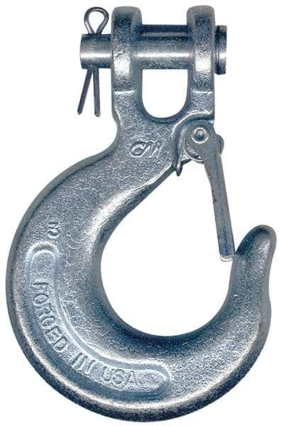 CM - 1/4 Inch Chain Diameter, Grade 43 Clevis Hook - 2,600 Lbs. Load Capacity, 0.36 Inch Inside Diameter, 0.31 Inch Pin Diameter, 0.72 Inch Hook Throat, 2.27 Inch Overall Length, 2.33 Inch Hook Width - Americas Industrial Supply