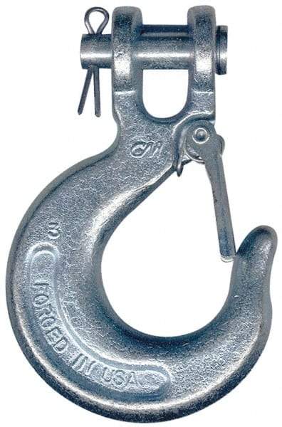 CM - 1/2 Inch Chain Diameter, Grade 43 Clevis Hook - 9,200 Lbs. Load Capacity, 0.61 Inch Inside Diameter, 0.55 Inch Pin Diameter, 1.12 Inch Hook Throat, 6.31 Inch Overall Length, 4.16 Inch Hook Width - Americas Industrial Supply