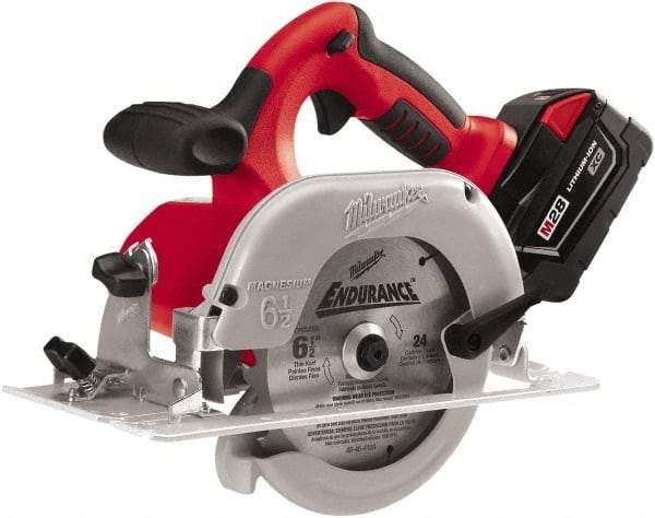 Milwaukee Tool - 28 Volt, 6-1/2" Blade, Cordless Circular Saw - 4,200 RPM, 2 Lithium-Ion Batteries Included - Americas Industrial Supply