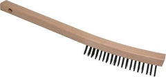 Weiler - 3 Rows x 19 Columns Steel Scratch Brush - 5-1/2" Brush Length, 14" OAL, 1-3/16" Trim Length, Wood Curved Handle - Americas Industrial Supply