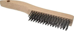 Weiler - 4 Rows x 16 Columns Steel Scratch Brush - 5" Brush Length, 10" OAL, 1-3/16" Trim Length, Wood Shoe Handle - Americas Industrial Supply