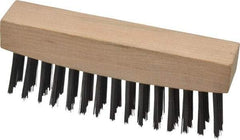 Weiler - 3 Rows x 15 Columns Steel Scratch Brush - 4-1/2" Brush Length, 4-5/8" OAL, 1-1/8" Trim Length, Wood Straight Handle - Americas Industrial Supply