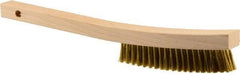 Weiler - 3 Rows x 19 Columns Brass Plater Brush - 5-1/2" Brush Length, 13" OAL, 1" Trim Length, Wood Curved Handle - Americas Industrial Supply