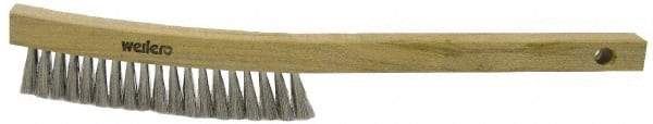 Weiler - 4 Rows x 18 Columns Stainless Steel Plater Brush - 5" Brush Length, 10" OAL, 1" Trim Length, Wood Shoe Handle - Americas Industrial Supply