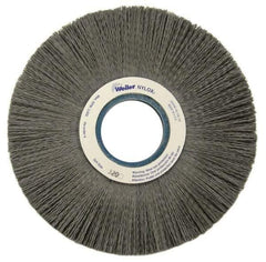 Weiler - 8" OD, 2" Arbor Hole, Crimped Nylon Wheel Brush - 1" Face Width, 2-1/4" Trim Length, 0.018" Filament Diam, 3,600 RPM - Americas Industrial Supply