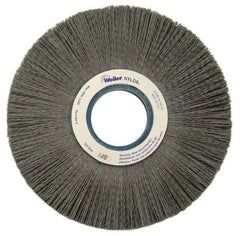 Weiler - 8" OD, 2" Arbor Hole, Crimped Nylon Wheel Brush - 1" Face Width, 2-1/4" Trim Length, 0.022" Filament Diam, 3,600 RPM - Americas Industrial Supply