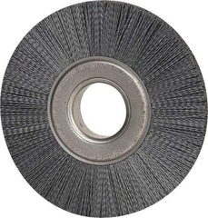 Weiler - 8" OD, 2" Arbor Hole, Crimped Nylon Wheel Brush - 1" Face Width, 2-1/4" Trim Length, 0.035" Filament Diam, 3,600 RPM - Americas Industrial Supply