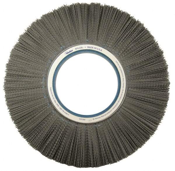 Weiler - 14" OD, Crimped Nylon Wheel Brush - 1-1/8" Face Width, 3-3/4" Trim Length, 0.022" Filament Diam, 1,800 RPM - Americas Industrial Supply