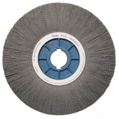 Weiler - 14" OD, 2" Arbor Hole, Crimped Nylon Wheel Brush - 1-1/8" Face Width, 3-3/4" Trim Length, 0.04" Filament Diam, 1,800 RPM - Americas Industrial Supply