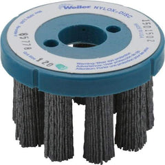 Weiler - 3" 120 Grit Silicon Carbide Crimped Disc Brush - Fine Grade, Plain Hole Connector, 1-1/2" Trim Length, 7/8" Arbor Hole - Americas Industrial Supply