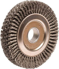 Weiler - 10" OD, 2" Arbor Hole, Knotted Steel Wheel Brush - 1-3/4" Face Width, 1-3/4" Trim Length, 0.023" Filament Diam, 4,500 RPM - Americas Industrial Supply