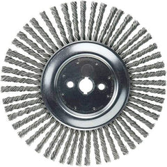 Weiler - 12" OD, 1" Arbor Hole, Stringer Bead Steel Wheel Brush - 3/8" Face Width, 2-3/4" Trim Length, 6,000 RPM - Americas Industrial Supply