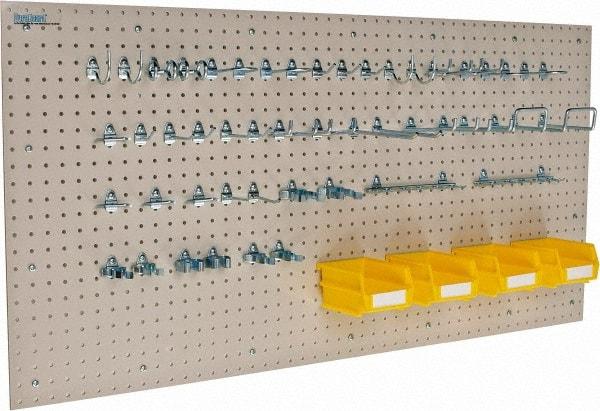 Triton - 48" Wide x 24" High Storage Peg Board, Hooks & Spacers - 2 Panels, 44 Hooks, Polypropylene Board, Steel Hooks, White - Americas Industrial Supply