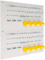 Triton - 48" Wide x 24" High Storage Peg Board, Hooks & Spacers - 4 Panels, 88 Hooks, Polypropylene Board, Steel Hooks, White - Americas Industrial Supply