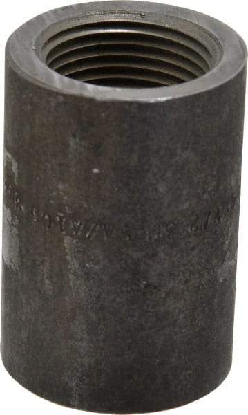 Made in USA - Size 3/4 x 1/2", Class 3,000, Forged Carbon Steel Black Pipe Reducing Coupling - 3,000 psi, Threaded End Connection - Americas Industrial Supply