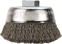 Milwaukee Tool - 4" OD, 5/8" Arbor Hole, Crimped Stainless Steel Wheel Brush - 1/2" Face Width, 3/4" Trim Length, 0.014" Filament Diam, 12,000 RPM - Americas Industrial Supply