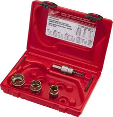 Milwaukee Tool - 5 Piece, 7/8" to 1-3/8" Saw Diam, Electrician's Hole Saw Kit - Carbide-Tipped, Gulleted Edge, Pilot Drill Model No. 49-57-0035, 49-57-0038, Includes 3 Hole Saws - Americas Industrial Supply