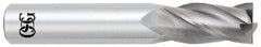OSG - 3/8", 1" LOC, 3/8" Shank Diam, 2-1/2" OAL, 4 Flute, Solid Carbide Square End Mill - Single End, Uncoated, Spiral Flute, 30° Helix, Centercutting, Right Hand Cut, Right Hand Flute, Series 454 - Americas Industrial Supply