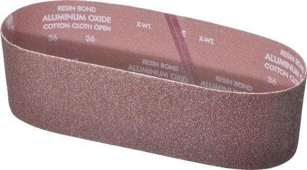 Norton - 4" Wide x 36" OAL, 36 Grit, Aluminum Oxide Abrasive Belt - Aluminum Oxide, Very Coarse, Coated, X Weighted Cloth Backing, Series R228 - Americas Industrial Supply