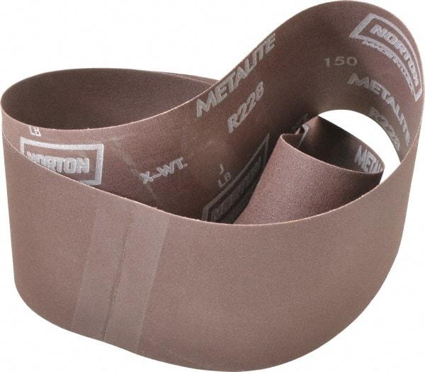 Norton - 4" Wide x 54" OAL, 150 Grit, Aluminum Oxide Abrasive Belt - Aluminum Oxide, Very Fine, Coated, Series R228 - Americas Industrial Supply
