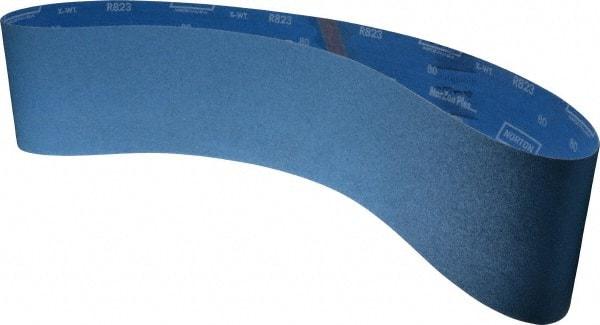 Norton - 6" Wide x 60" OAL, 80 Grit, Zirconia Alumina Abrasive Belt - Zirconia Alumina, Medium, Coated, X Weighted Cloth Backing, Series R823 - Americas Industrial Supply