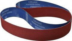 Norton - 2" Wide x 60" OAL, 50 Grit, Ceramic Abrasive Belt - Ceramic, Coarse, Coated, Y Weighted Cloth Backing, Series R981 - Americas Industrial Supply