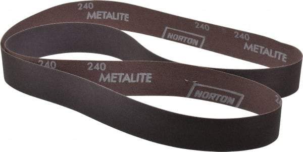 Norton - 1-1/2" Wide x 60" OAL, 240 Grit, Aluminum Oxide Abrasive Belt - Aluminum Oxide, Very Fine, Coated, Series R228 - Americas Industrial Supply
