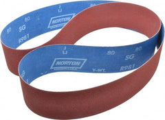 Norton - 2-1/2" Wide x 60" OAL, 80 Grit, Ceramic Abrasive Belt - Ceramic, Medium, Coated, Y Weighted Cloth Backing, Series R981 - Americas Industrial Supply