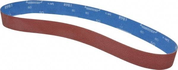 Norton - 2" Wide x 48" OAL, 80 Grit, Ceramic Abrasive Belt - Ceramic, Medium, Coated, Y Weighted Cloth Backing, Series R981 - Americas Industrial Supply