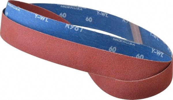 Norton - 1-1/2" Wide x 60" OAL, 60 Grit, Ceramic Abrasive Belt - Ceramic, Medium, Coated, Y Weighted Cloth Backing, Series R981 - Americas Industrial Supply