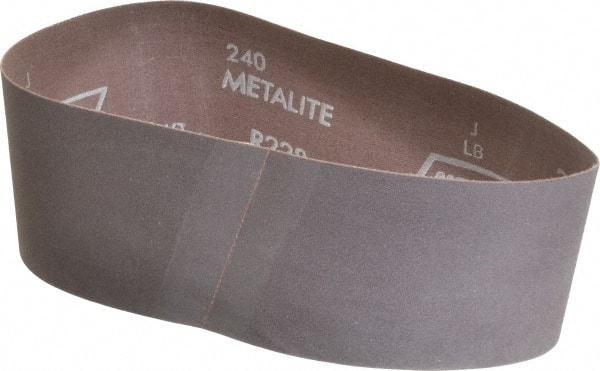 Norton - 3" Wide x 21" OAL, 240 Grit, Aluminum Oxide Abrasive Belt - Aluminum Oxide, Very Fine, Coated, Series R228 - Americas Industrial Supply