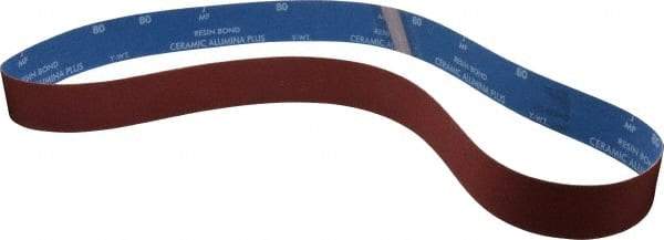 Norton - 2" Wide x 60" OAL, 80 Grit, Ceramic Abrasive Belt - Ceramic, Medium, Coated, Y Weighted Cloth Backing, Series R981 - Americas Industrial Supply