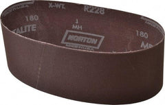 Norton - 3" Wide x 21" OAL, 180 Grit, Aluminum Oxide Abrasive Belt - Aluminum Oxide, Very Fine, Coated, Series R228 - Americas Industrial Supply