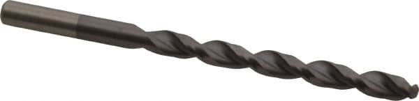 Chicago-Latrobe - Letter E (1/4) 135° High Speed Steel Jobber Drill - TiCN Finish, Right Hand Cut, Parabolic Flute, Straight Shank, 4" OAL, Notched Point - Americas Industrial Supply