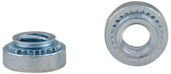 Electro Hardware - 1/4-20, 0.0909" Min Panel Thickness, Round Head, Clinch Captive Nut - 0.44" Head Diam, 0.344" Mounting Hole Diam, 0.17" Head Height, Zinc Plated Steel - Americas Industrial Supply