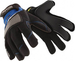 HexArmor - Size L (9), ANSI Cut Lvl A6, Puncture Lvl 3, Synthetic Leather Cut & Puncture Resistant Gloves - Hook & Loop Cuff, Black/Blue, Paired - Americas Industrial Supply