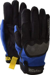 HexArmor - Size XL (10), ANSI Cut Lvl A6, Puncture Lvl 3, Synthetic Leather Cut & Puncture Resistant Gloves - Hook & Loop Cuff, Black/Blue, Paired - Americas Industrial Supply