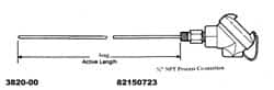 Thermo Electric - -148 to 900°F, 100 OMS Industrial RTD, Thermocouple Probe - 1/2 Inch Hex Mount, 12 Inch Probe Sheath Length, 10 Sec Response Time - Americas Industrial Supply