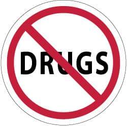 NMC - Drugs, Hard Hat Label - Red & Black on White, 2" Thick, For Accident Prevention - Americas Industrial Supply