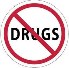 NMC - Drugs, Hard Hat Label - Red & Black on White, 2" Thick, For Accident Prevention - Americas Industrial Supply