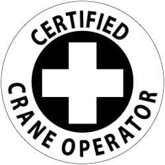 NMC - Certified Crane Operator, Hard Hat Label - Black on White, 2" Thick, For Certified Operator - Americas Industrial Supply