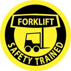 NMC - Forklift Safety Trained, Hard Hat Label - Black on Yellow, 2" Thick, For Accident Prevention - Americas Industrial Supply