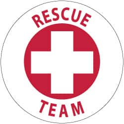 NMC - Rescue Team, Hard Hat Label - Red on White, 2" Thick, For Accident Prevention - Americas Industrial Supply