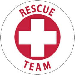 NMC - Rescue Team, Hard Hat Label - Red on White, 2" Thick, For Accident Prevention - Americas Industrial Supply