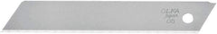 Olfa - 10 Piece Steel Utility Knife Blade - 100mm OAL, 3-15/16" Blade Length, 0.02" Blade Thickness - Americas Industrial Supply