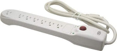 Hubbell Wiring Device-Kellems - 7 Outlets, 125 Volts, 15 Amps, 6' Cord, Power Outlet Strip - Free Hanging Mount, 5-15R NEMA Configuration - Americas Industrial Supply