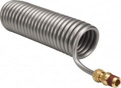 Parker - 0.17 ID, 1/4 x 1/4 Thread, 4-1/2' Long, Gray SAE J844 Type A Nylon Coiled & Self Storing Hose - 150 Max psi, Parker NTA Brass Fittings - Americas Industrial Supply