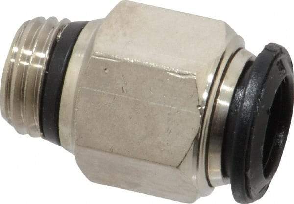 Alpha Technologies - 10mm Outside Diam, 1/4 Universal, Nickel Plated Brass Push-to-Connect Tube Male Connector - 250 Max psi, Tube to Universal Thread Connection, Buna O-Ring - Americas Industrial Supply