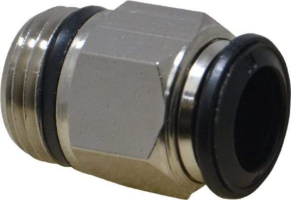 Alpha Technologies - 10mm Outside Diam, 3/8 Universal, Nickel Plated Brass Push-to-Connect Tube Male Connector - 250 Max psi, Tube to Universal Thread Connection, Buna O-Ring - Americas Industrial Supply