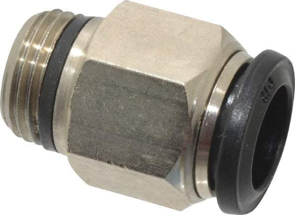 Alpha Technologies - 12mm Outside Diam, 3/8 Universal, Nickel Plated Brass Push-to-Connect Tube Male Connector - 250 Max psi, Tube to Universal Thread Connection, Buna O-Ring - Americas Industrial Supply